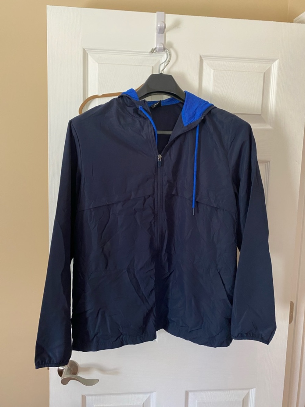 Athletic Works Navy Windbreaker with Blue Hood Trim
